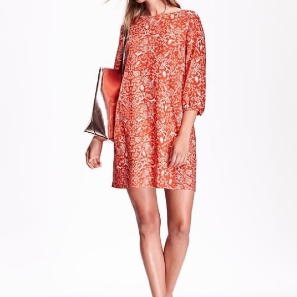 Old Navy Coral Bird Rabbit Owl Print Shift DressXL